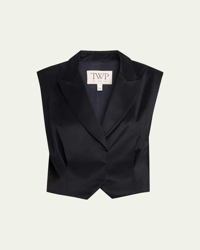 Katie Satin-Faced Wool Suit Vest